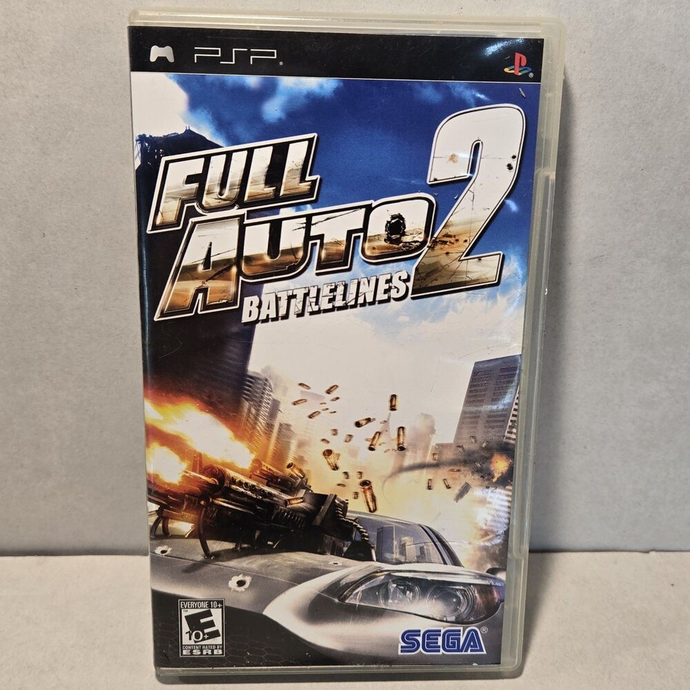 Full Auto 2: Battlelines (Sony PSP, 2007) - Combat Racing - Sega - TESTED